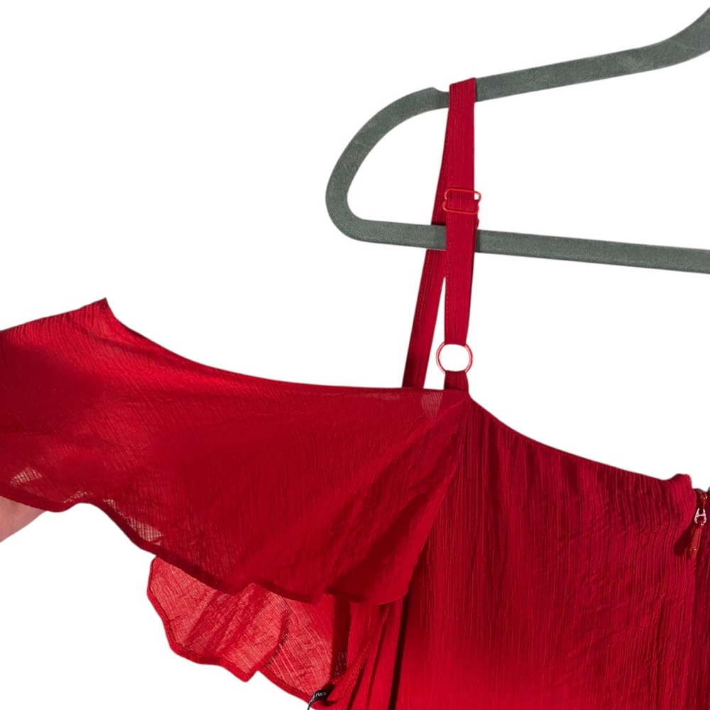 City Chic Romance Tie Red Off-Shoulder Dress NWT - Picture 4 of 12